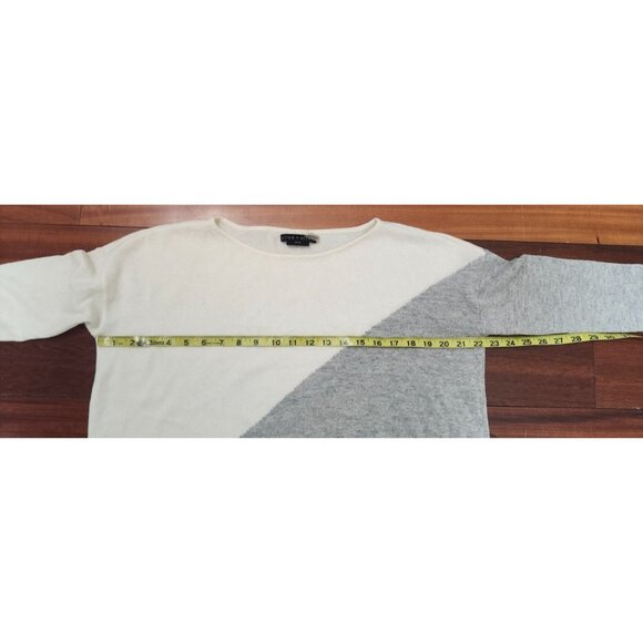 Alice + Olivia Base Abbie Color Block Hi Lo Sweater Wool Blend Ivory Gray Sz S - Picture 8 of 9